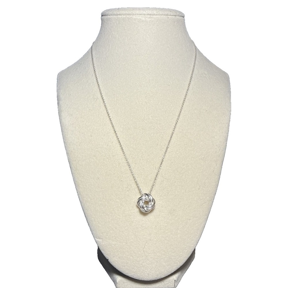 925 Sterling Silver Chain Necklace With Knot Pendant J-9N‎